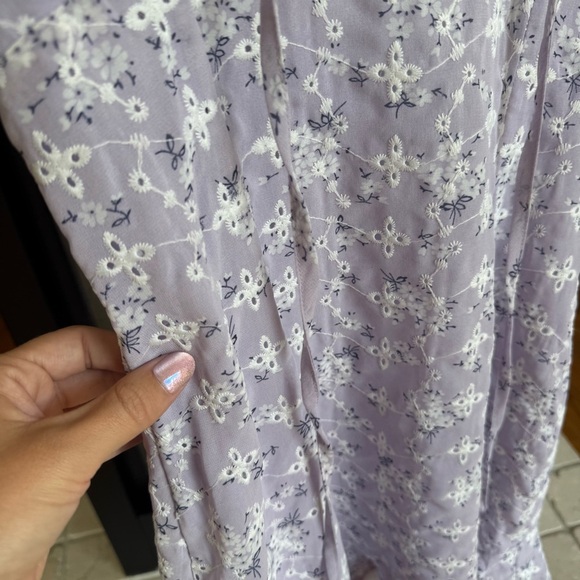 Storia Lavender Sheer Eyelet babydoll Floral Mini Dress Flutter Sleeve Size S - Picture 3 of 6